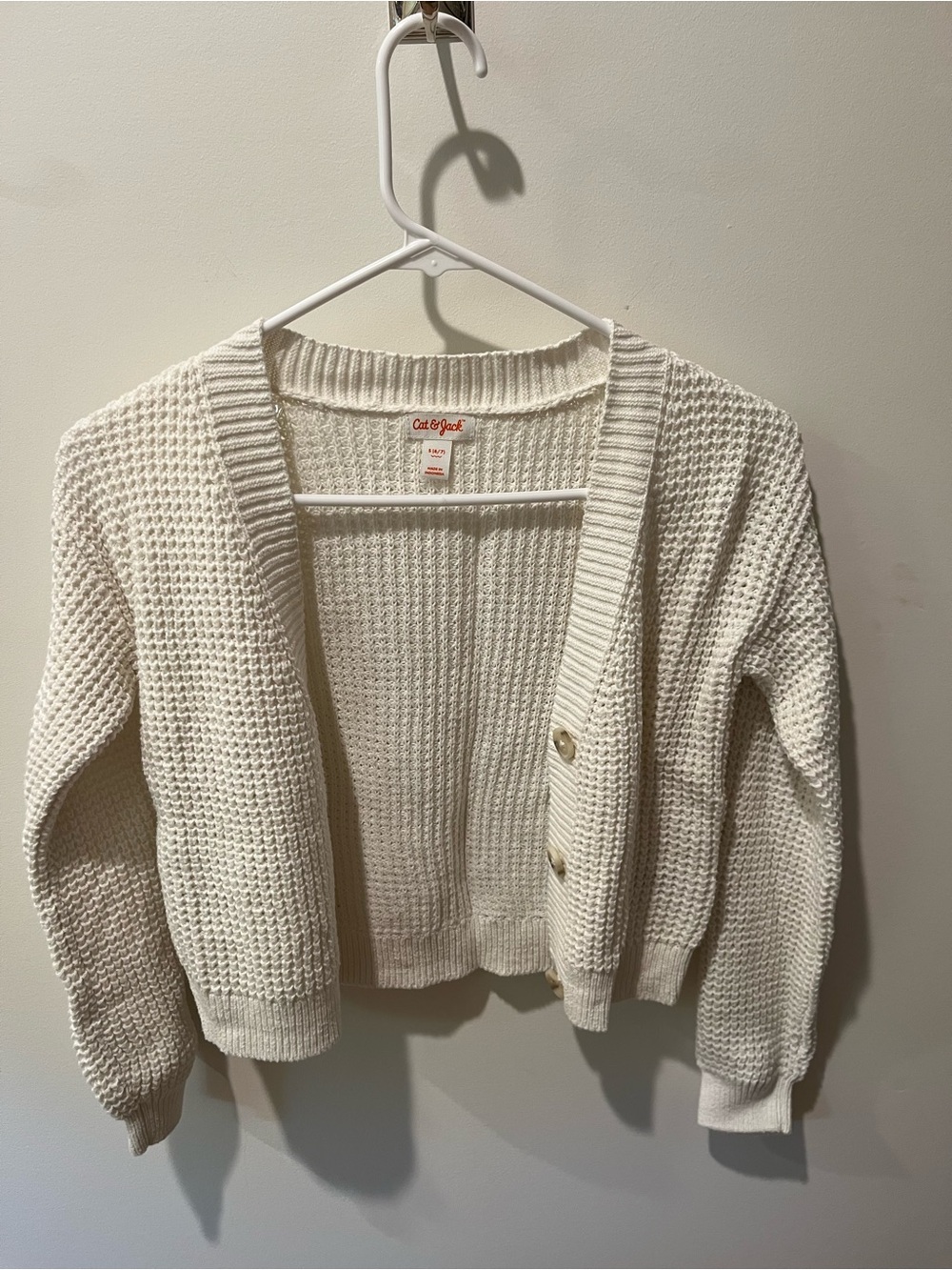 Cat & Jack Cream Knit Button-Front Cardigan Sweater